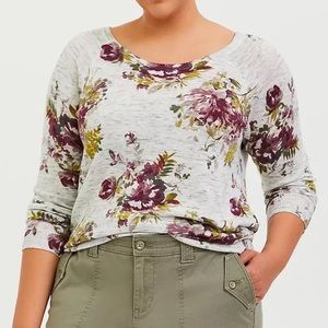 Torrid Floral Print Wide Neck Sweater sz 3